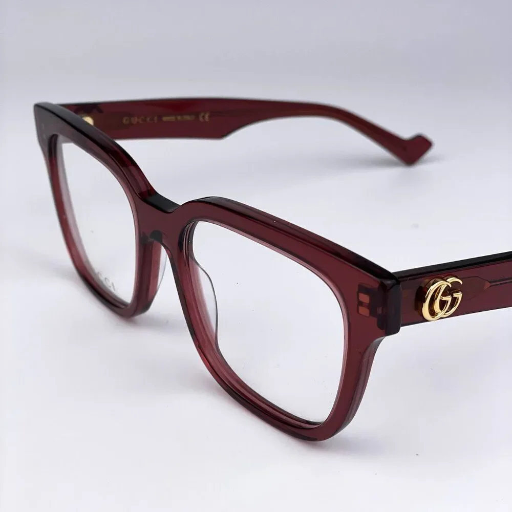 NEW  Gucci GG0958O 006 Burgundy Square Unisex Eyeglasses